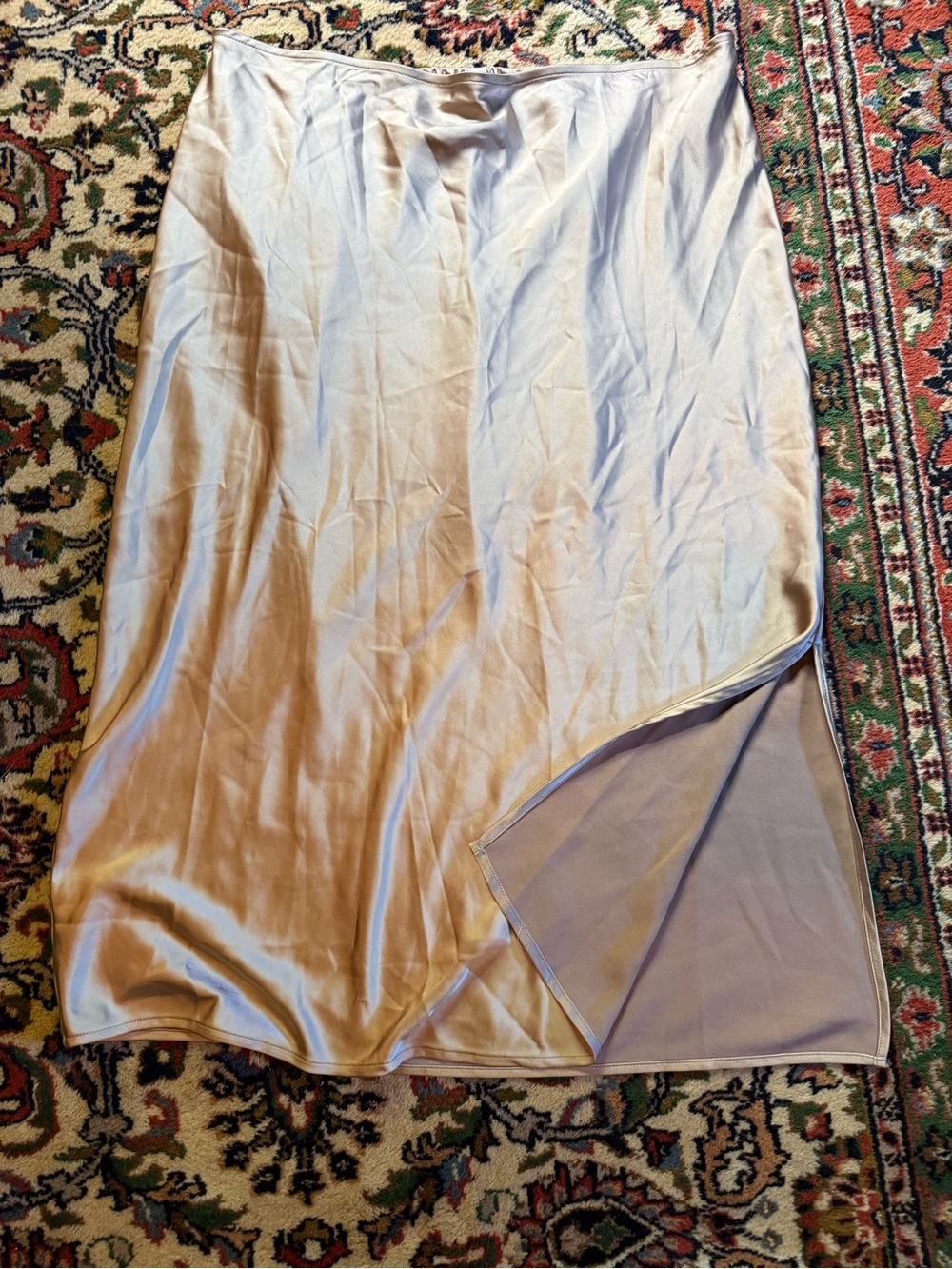 Old Navy Satin Midi Slip Skirt in Light Taupe